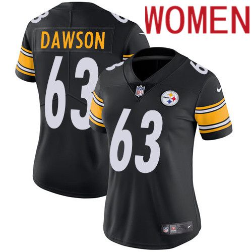 Women Pittsburgh Steelers #63 Dermontti Dawson Nike Black Vapor Limited NFL Jersey->women nfl jersey->Women Jersey